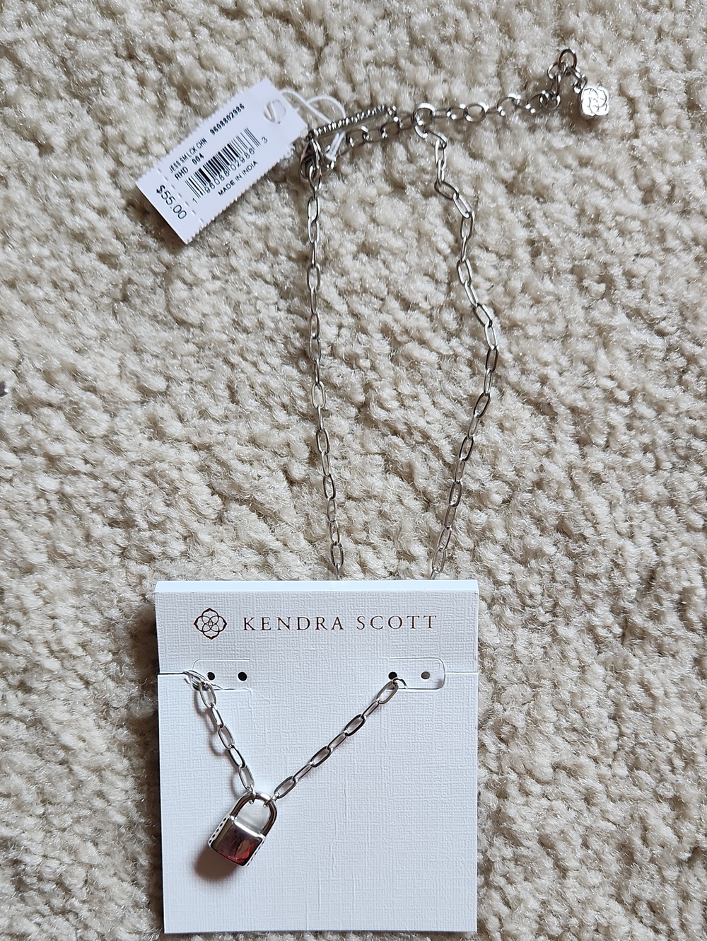 Kendra Scott Silver Padlock Charm Chain Necklace